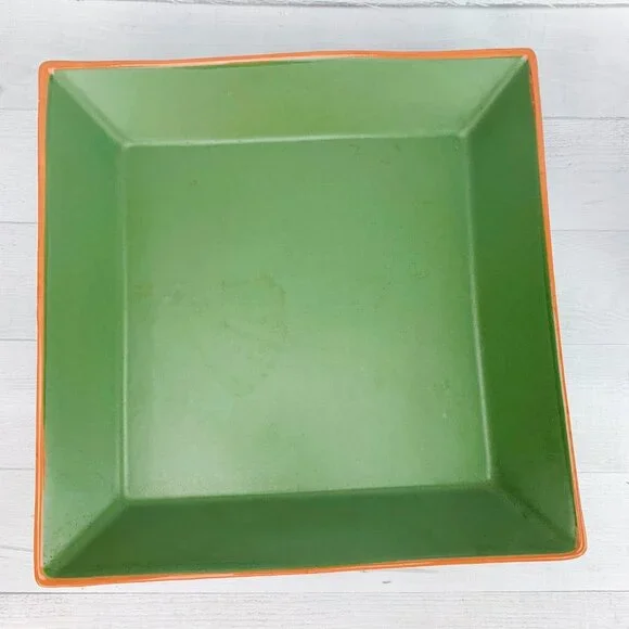 WSPTerra Cotta Green CASA VERDE Portugal Square 12"Serving Pottery Platter